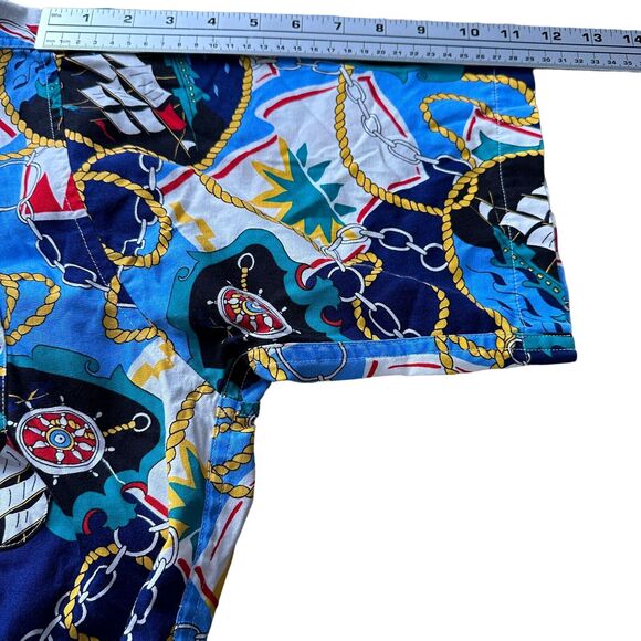 Vintage Tango Max Raab Shirt Men’s Large AOP Nautical Button Hawaiian Blue Gold - Picture 8 of 10